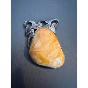 Vintage synthetic Yellow Jasper Pendant